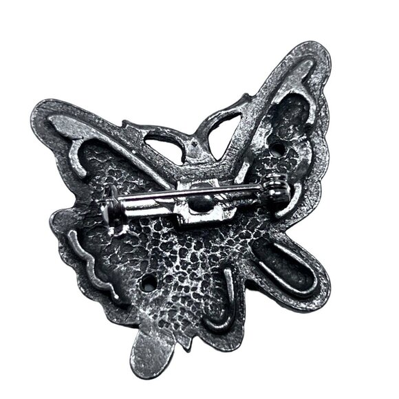 Vtg Estate Jewelry Butterfly Brooch Pin Intergrated Matching Earrings Set of 3 - Picture 7 of 8